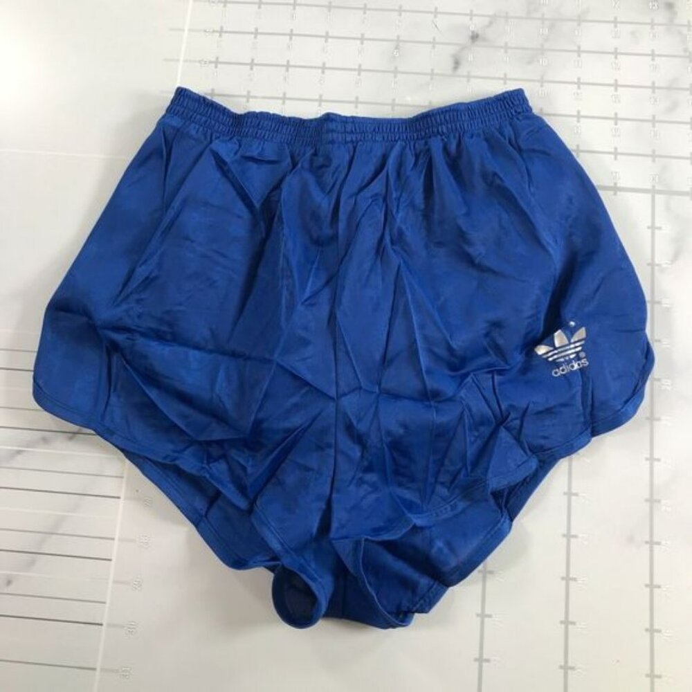Vintage Adidas Running Shorts Mens S 28-30 Blue with Gray Trefoil Logo
